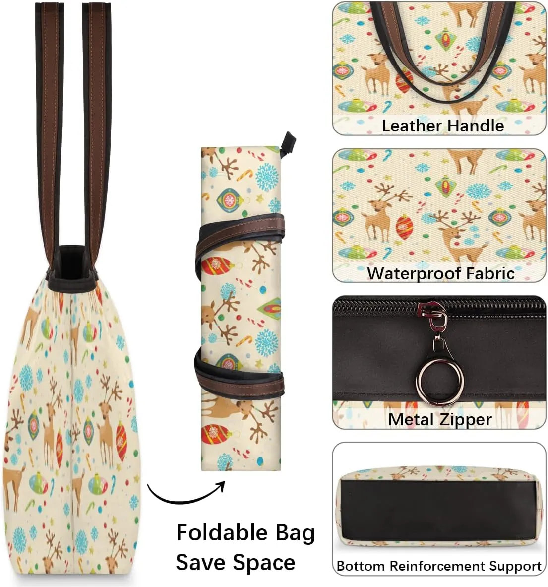 Tote Bag for Women with Zipper Large Capacity Top Handle Casual Shoulder Bag Handbag Reusable Shopping