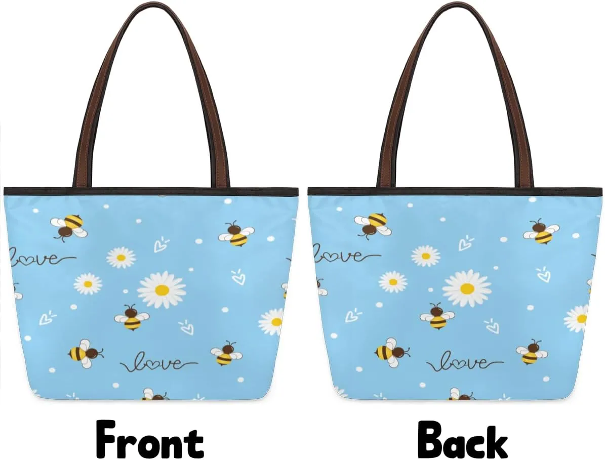 Tote Bag for Women with Zipper Large Capacity Top Handle Casual Shoulder Bag Handbag Reusable Shopping