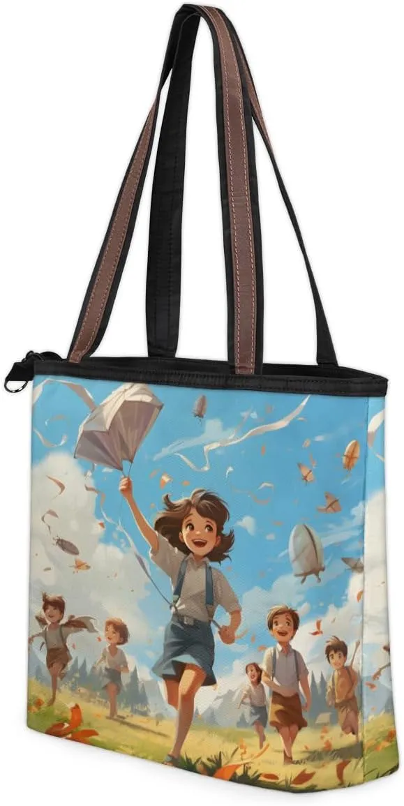 Tote Bag for Women with Zipper Large Capacity Top Handle Casual Shoulder Bag Handbag Reusable Shopping