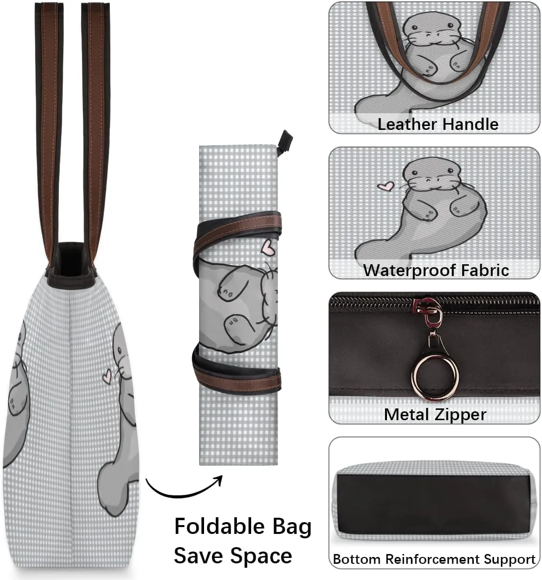 Tote Bag for Women with Zipper Large Capacity Top Handle Casual Shoulder Bag Handbag Reusable Shopping