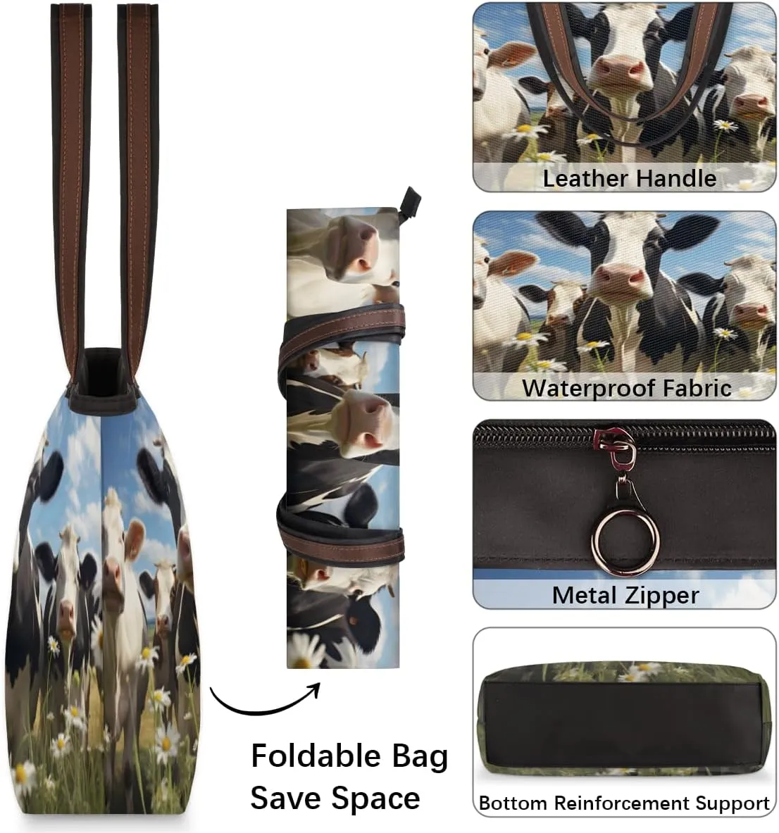 Tote Bag for Women with Zipper Large Capacity Top Handle Casual Shoulder Bag Handbag Reusable Shopping