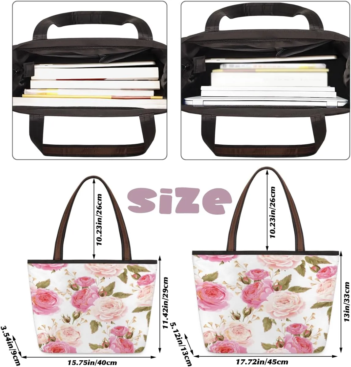 Tote Bag for Women with Zipper Large Capacity Top Handle Casual Shoulder Bag Handbag Reusable Shopping