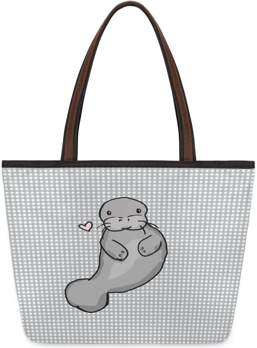 Tote Bag for Women with Zipper Large Capacity Top Handle Casual Shoulder Bag Handbag Reusable Shopping