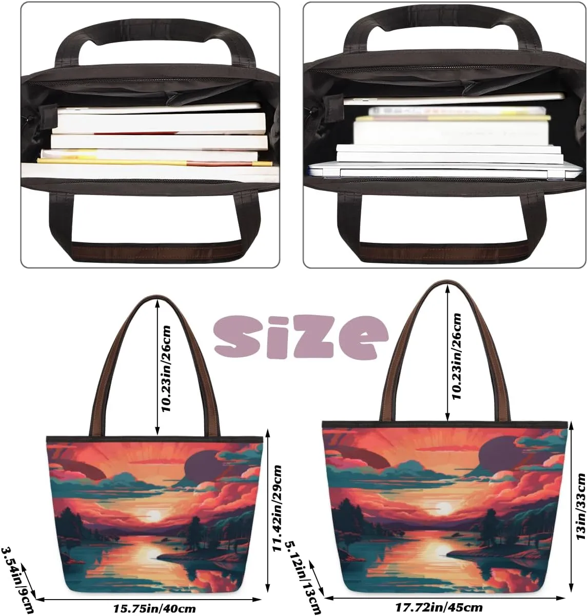 Tote Bag for Women with Zipper Large Capacity Top Handle Casual Shoulder Bag Handbag Reusable Shopping
