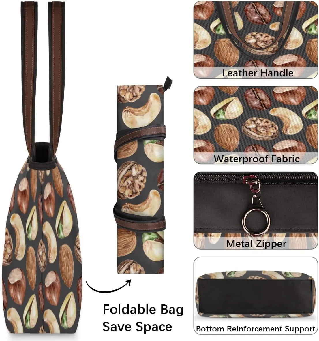Tote Bag for Women with Zipper Large Capacity Top Handle Casual Shoulder Bag Handbag Reusable Shopping