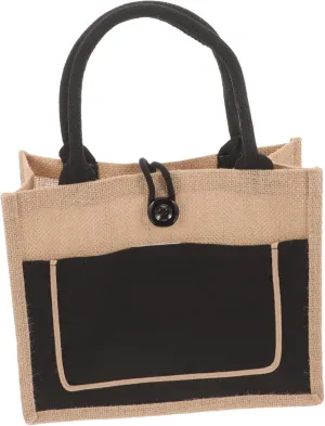 Tote Bag Large Capacity Style Button Handheld Burlap Shopping Bag with Closure Reusable Grocery Storage Bag