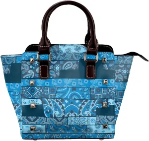 Tote Handbag for Women Faux Leather Shoulder Bag with Studded PU Leather Zipper Bag for Travel Work