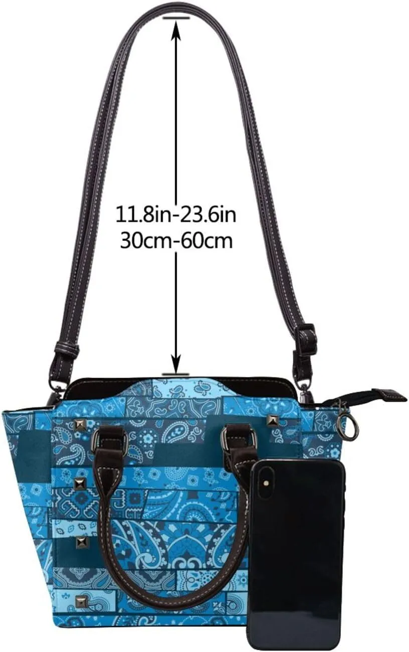Tote Handbag for Women Faux Leather Shoulder Bag with Studded PU Leather Zipper Bag for Travel Work