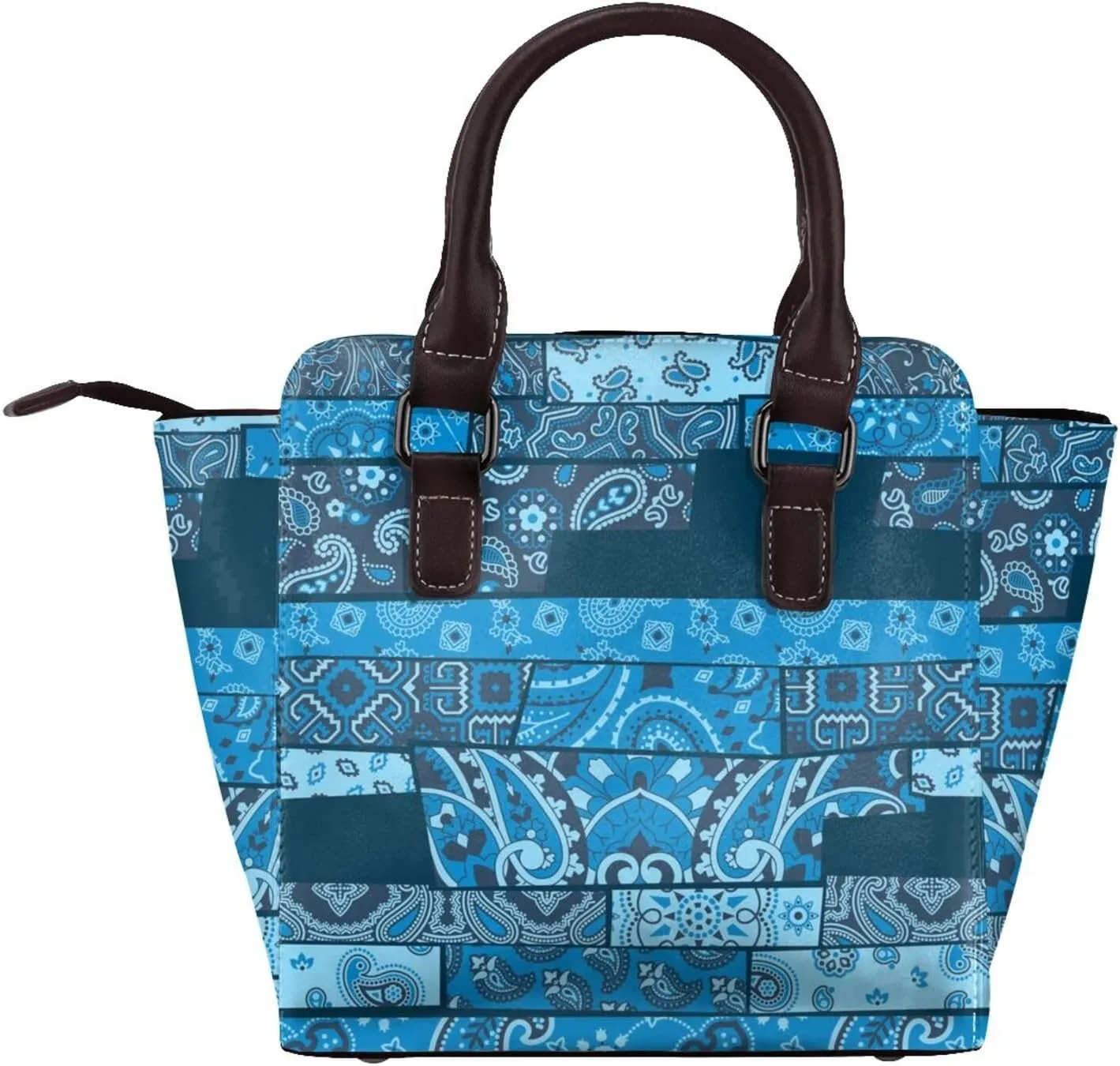 Tote Handbag for Women Faux Leather Shoulder Bag with Studded PU Leather Zipper Bag for Travel Work