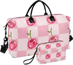 Travel Duffle Bag, Cherry Gym Bag with Storage Bag Weekender Overnight Bag for Men Women Trip Sports Yoga