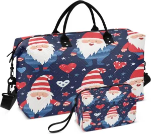 Travel Duffle Bag, Cute American Independence Dwarf Gym Bag with Storage Bag Weekender Overnight Bag for Men Women Trip Sports Yoga