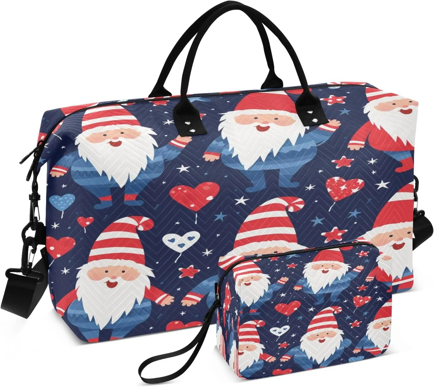 Travel Duffle Bag, Cute American Independence Dwarf Gym Bag with Storage Bag Weekender Overnight Bag for Men Women Trip Sports Yoga
