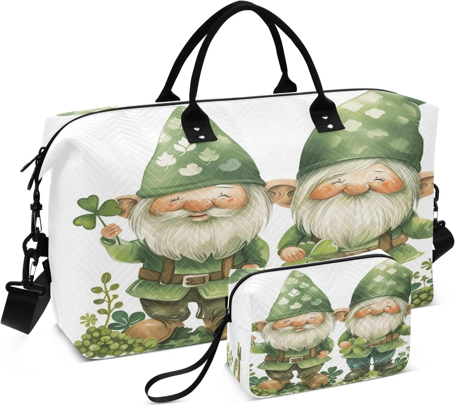 Travel Duffle Bag, Saint Patrick's Day Gnome8 Gym Bag with Storage Bag Weekender Overnight Bag for Men Women Trip Sports Yoga
