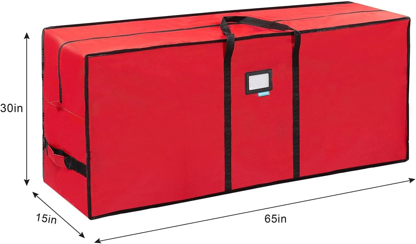 Tree Storage Bag, Waterproof Christmas Tree Storage, Fits Up to 9 ft Tall Artificial Disassembled Trees,Extra Large Heavy Duty Storage Container with Handles (Red, 65"x15"x30")