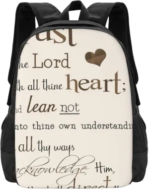 Trust In The Lord With All Thine Heart Inspirational Theme Bible Verse Scripture (2) Lightweight Packable Backpack Travel Casual Hiking Daypack Foldable Backpack For Men Women