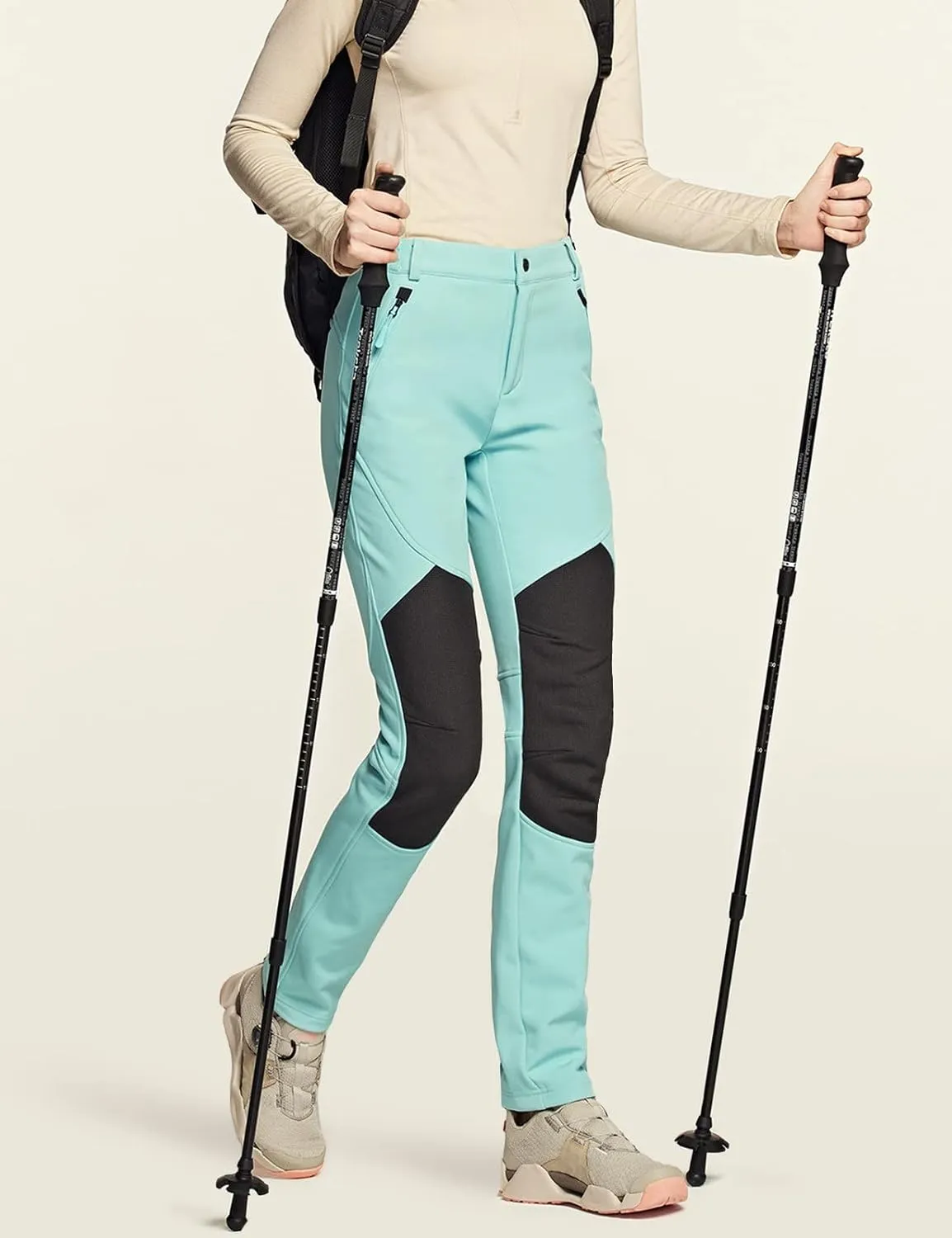 TSLA Women's Softshell Winter Snow Ski Pants, Fleece Lined Waterproof Hiking Pants, Insulated Work Outdoor Pants