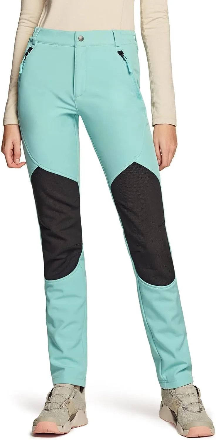 TSLA Women's Softshell Winter Snow Ski Pants, Fleece Lined Waterproof Hiking Pants, Insulated Work Outdoor Pants