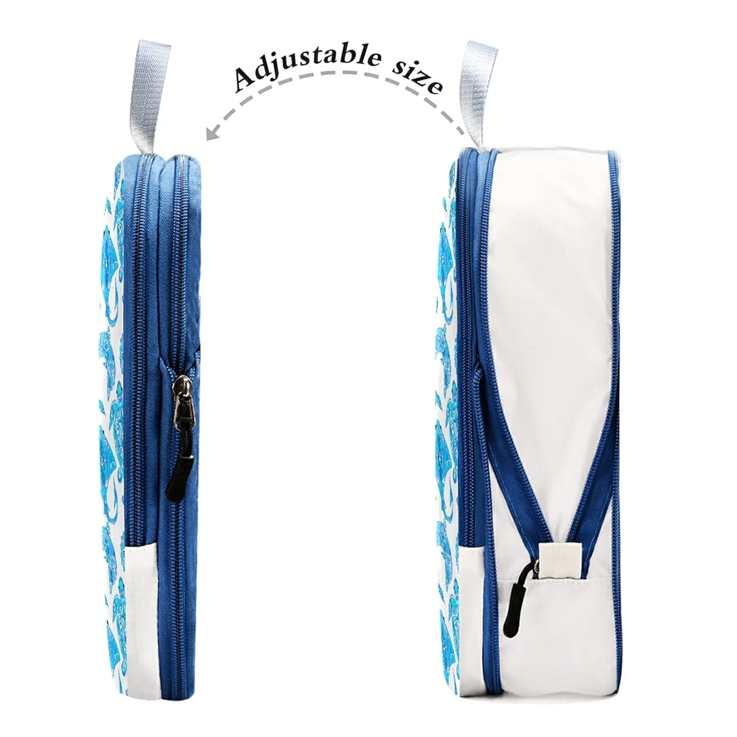 Turquoise Marine Animals, Sea Turtle, Dolphin, Sea Horse on White 3 Set Packing Cubes, Waterproof Check Oxford cloth Organizers, Travel Packing Toiletry Storage Bag