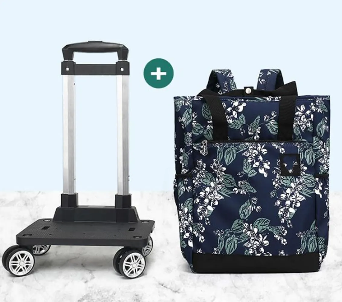 U4S4cart411-4J 4 Wheels Detachable Portable Travel Bag, Blue Aluminium Alloy PVC Shopping Cart