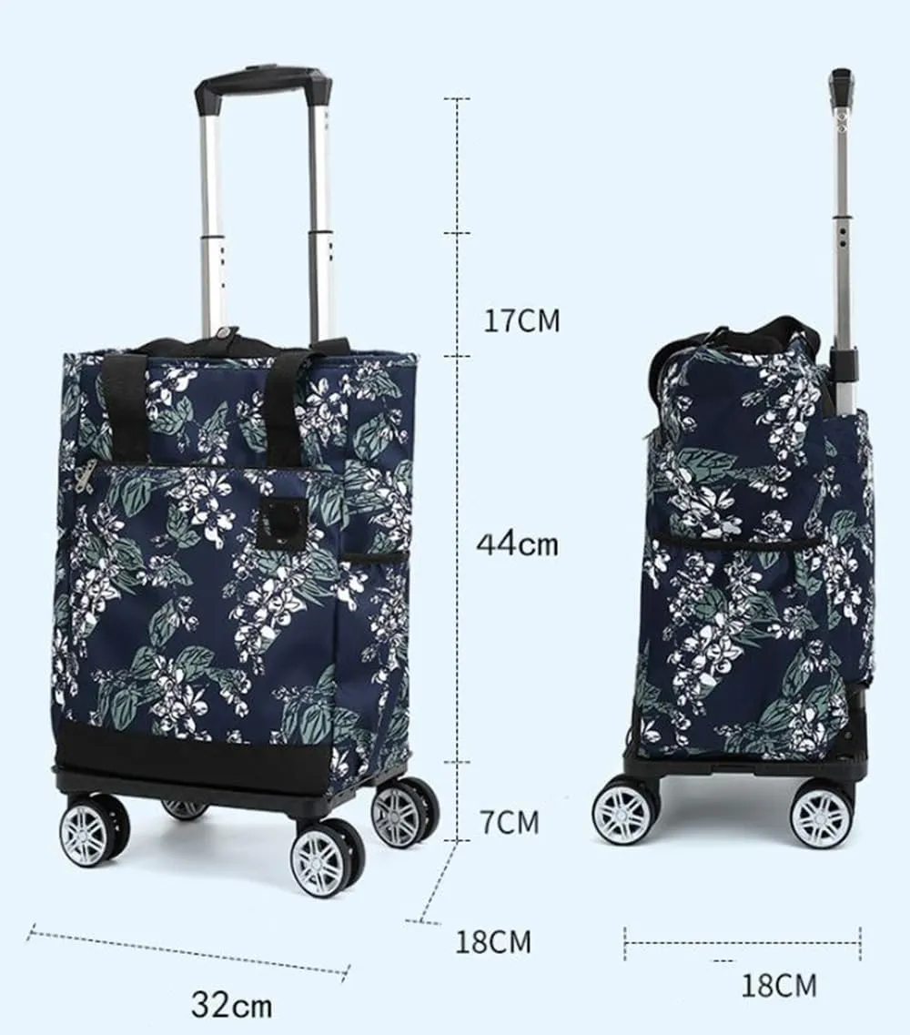 U4S4cart411-4J 4 Wheels Detachable Portable Travel Bag, Blue Aluminium Alloy PVC Shopping Cart