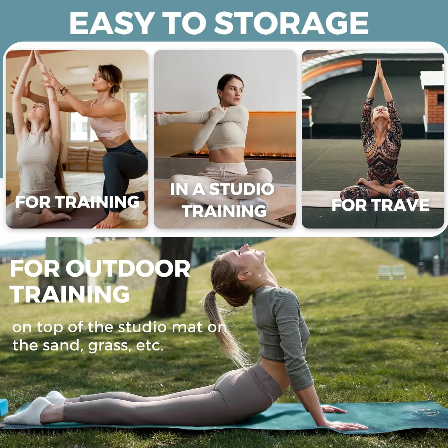 U&M 72'' x 27'' Travel Yoga Mat 1.5mm Thick - Non-Slip Natural Rubber Base & Suede Mat,Natural Rubber Yoga Mat Can be used as a cover layer for studio mats,For All Types of Yoga