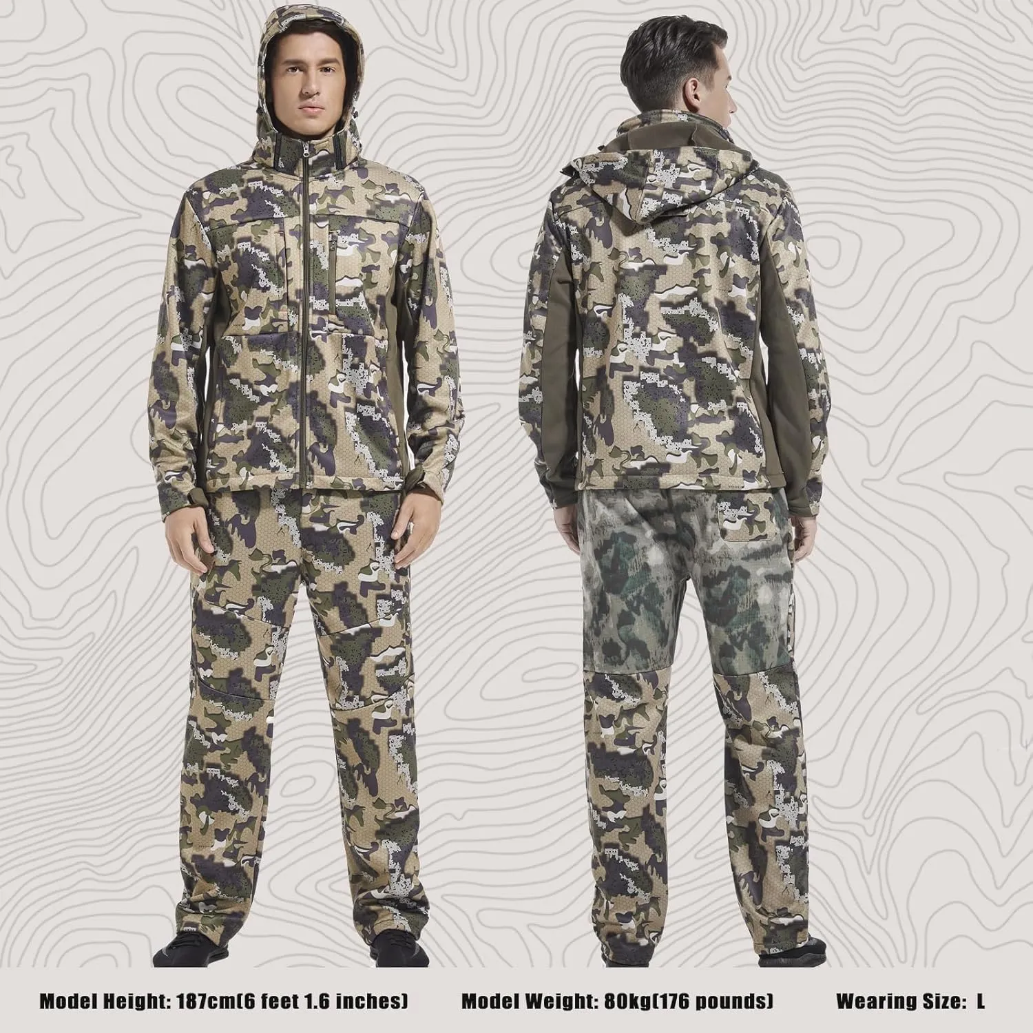 UIIHUNT Hunting Clothes for Men with Fleece Lining: Safety Strap Compatible Water Resistant Silent Hunting Jacket and Pants
