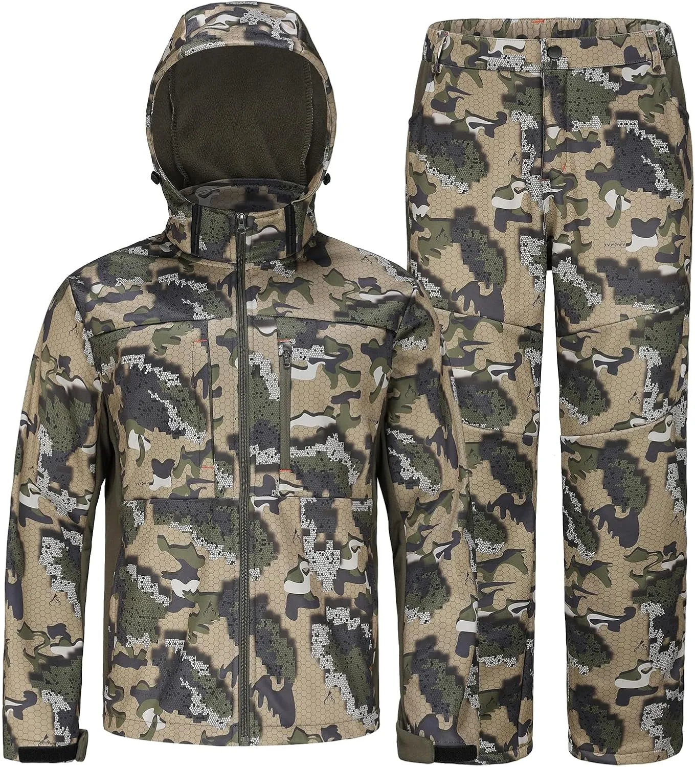 UIIHUNT Hunting Clothes for Men with Fleece Lining: Safety Strap Compatible Water Resistant Silent Hunting Jacket and Pants