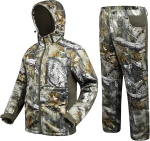 UIIHUNT Hunting Clothes for Men with Fleece Lining: Safety Strap Compatible Water Resistant Silent Hunting Jacket and Pants