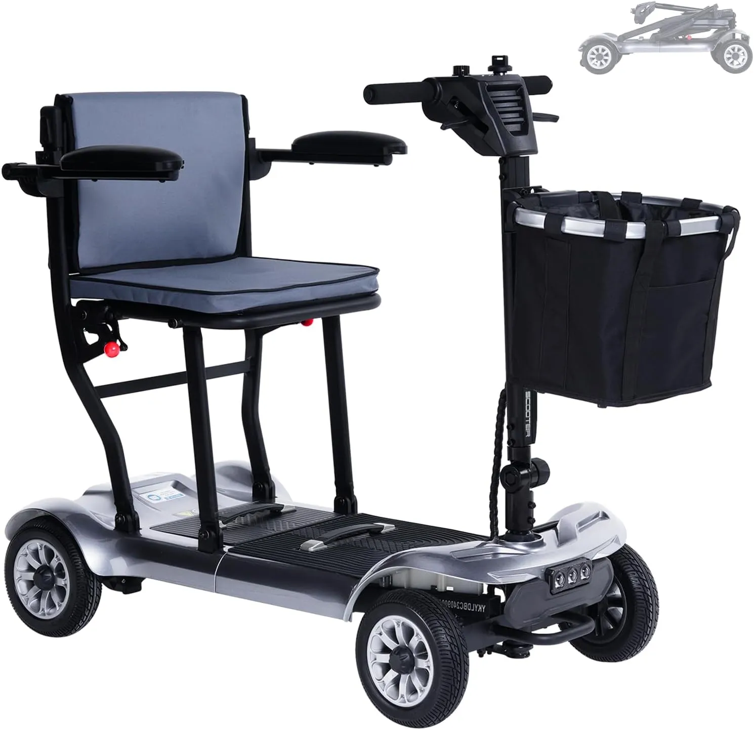 Ultra Lightweight Mobility Scooter for Adults, Electric Powered Mobility Scooter, 39.7 lbs Folding Design with 2 Lithium Batteries, All Terrain Travel up to 18.6 Miles Airline Approved-Grey