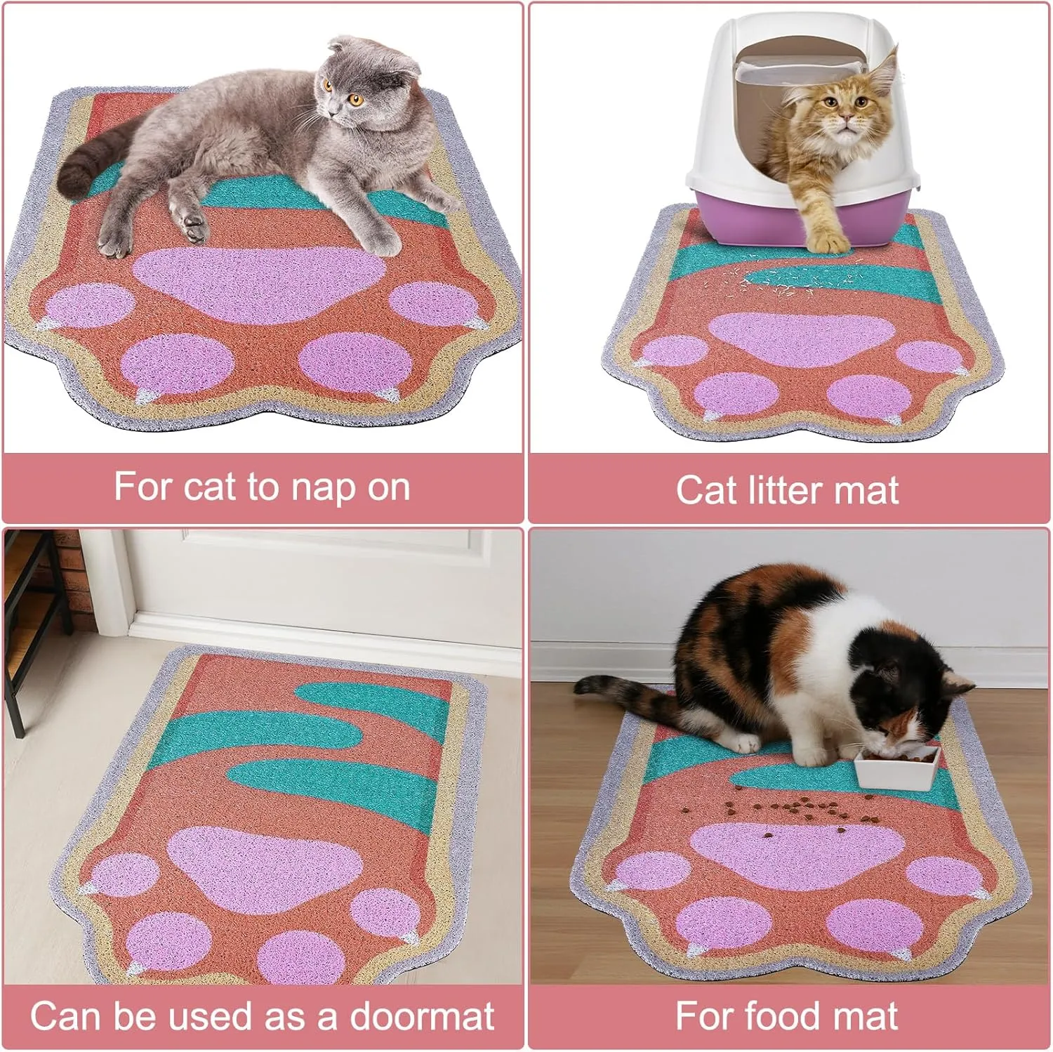 Unicorn Catcher Cat Litter Mat Quality Litter Box Mat Large Non-Slip Cat Litter Mat Litter Trapping Mat Soft Kitty Litter Mat Cute Cat Food Mat Cat Products Easy to Clean