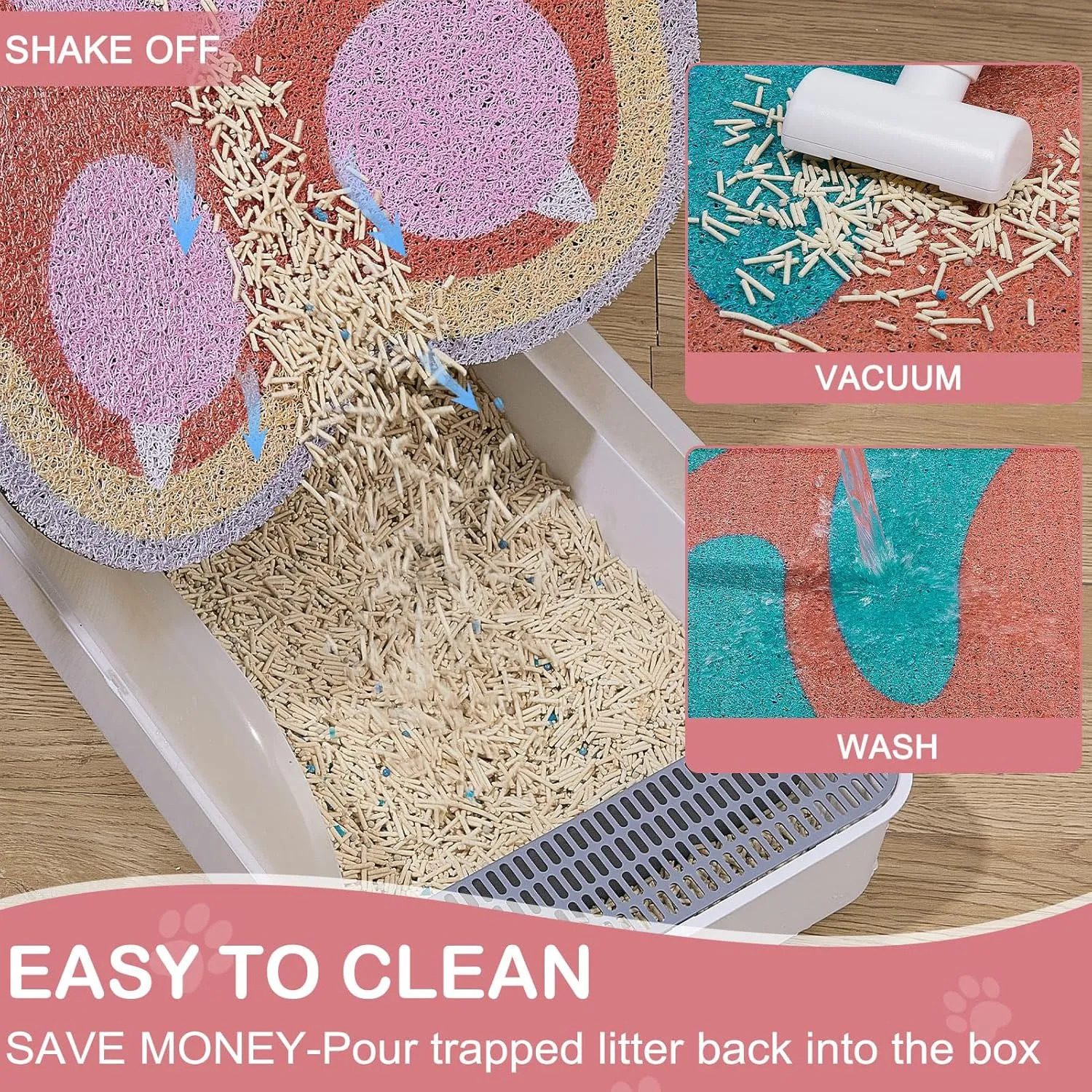 Unicorn Catcher Cat Litter Mat Quality Litter Box Mat Large Non-Slip Cat Litter Mat Litter Trapping Mat Soft Kitty Litter Mat Cute Cat Food Mat Cat Products Easy to Clean