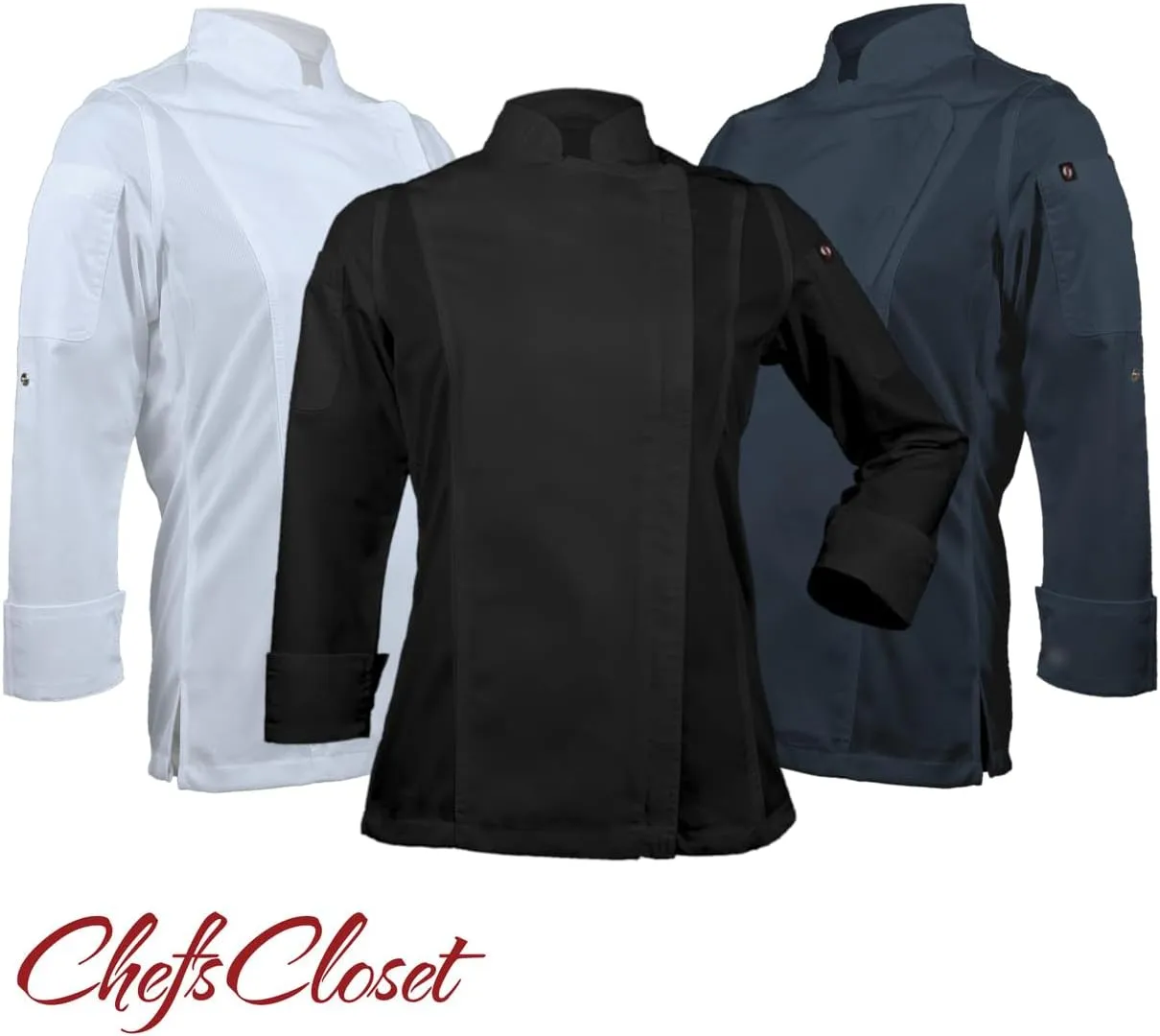 Unisex Women's Bailey Chef Coat, Long Sleeve Zipper Chef Jacket, Ladies
