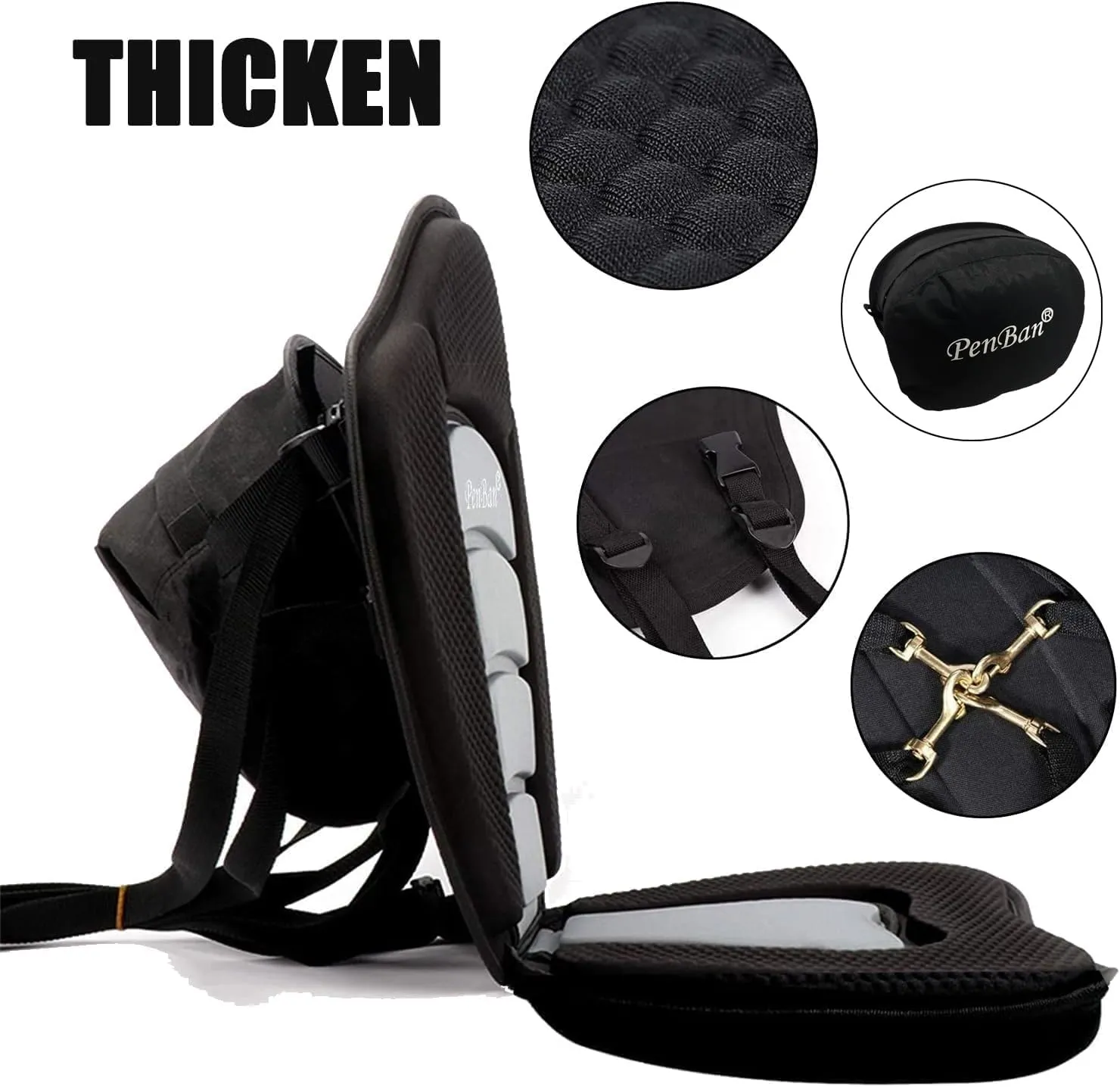 Universal Deluxe Kayak Seat Cushion with Storage Bag for Kayak,Padded Boat,SUP,Canoe,Fishing Boat,Seats with 4 Adjustable Straps