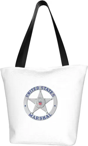 US Marshal Badge Women'S Casual One Shoulder Carry Shopping Bag Large Capacity Working Storage Handbag