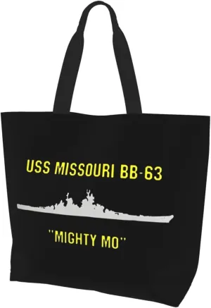 Uss Missouri Bb-63 Women'S Large Capacity Shoulder Shopping Bag, Reusable Handbag, Gift Bag