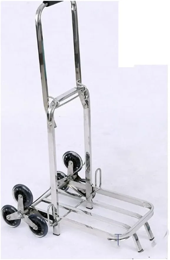 Utility Shopping Cart Folding Shopping Cart Stainless Steel Portable Stair Climbing Trolley Cart Suitable for Travel and Moving Portable Grocery Cart to Save Space (Size : B)