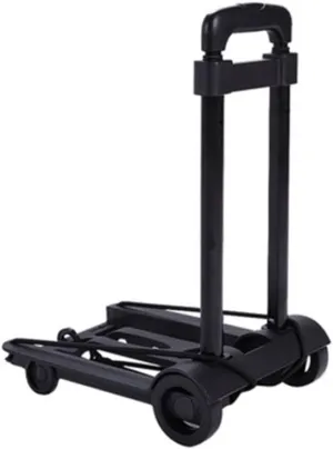 Utility Shopping Cart Folding Shopping Cart with Two Large Wheels for Luggage Lightweight Iron Plastic Trolley Suitable for Travel Office (Black) Portable Grocery Cart to Save Space (Color : Black)