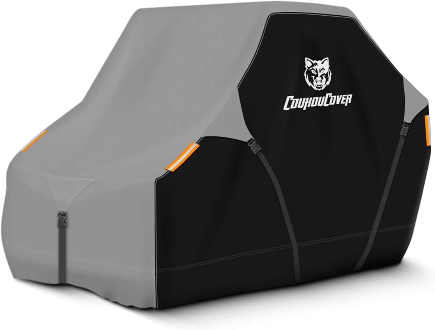 UTV Cover, Heavy Duty 420D Waterproof Side by Side Cover Accessories, 4-6 Seater All Weather Outdoor Protective Cover for 162" Polaris RZR Ranger Honda Yamaha Can-Am Kawasaki (Black& Grey)