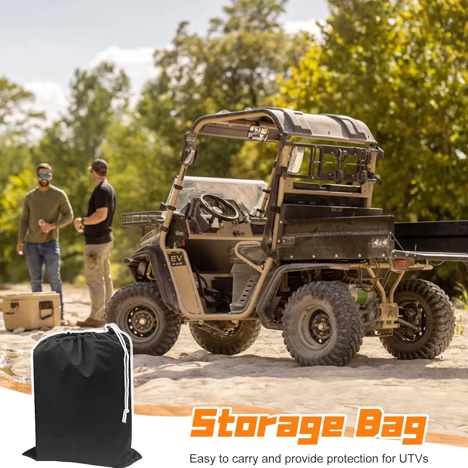 UTV Cover, Heavy Duty 420D Waterproof Side by Side Cover Accessories, 4-6 Seater All Weather Outdoor Protective Cover for 162" Polaris RZR Ranger Honda Yamaha Can-Am Kawasaki (Black& Grey)