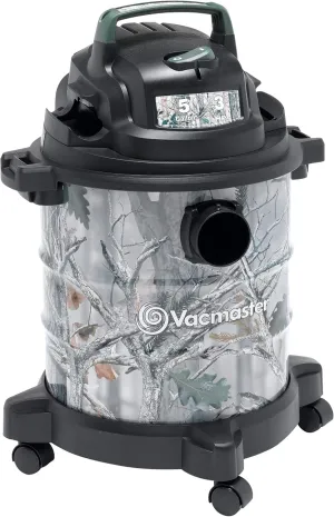VACMASTER, VOC507S 1001, 5 Gallon 3 Peak HP Stainless Steel Game Trail Camo Wet/Dry Shop Vacuum