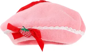 VALICLUD Women's Wool Strawberry Beret Hat - Warm French Style Winter Fashion Accessory