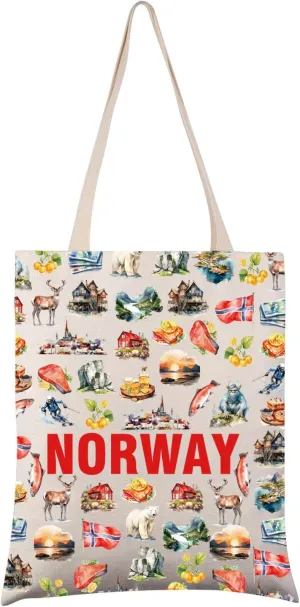 VAMSII Norway Tote Bag Norge Gift Norway Shopping Bag Norway Travel Gift