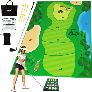 Velcro Chipping Golf Game Mat Golf Practice Mats Indoor Outdoor Games for Adults and Family Stick Chip Game Golf Set Kids Outdoor Play Equipment Backyard Games Outdoor Toys Gifts for Kids
