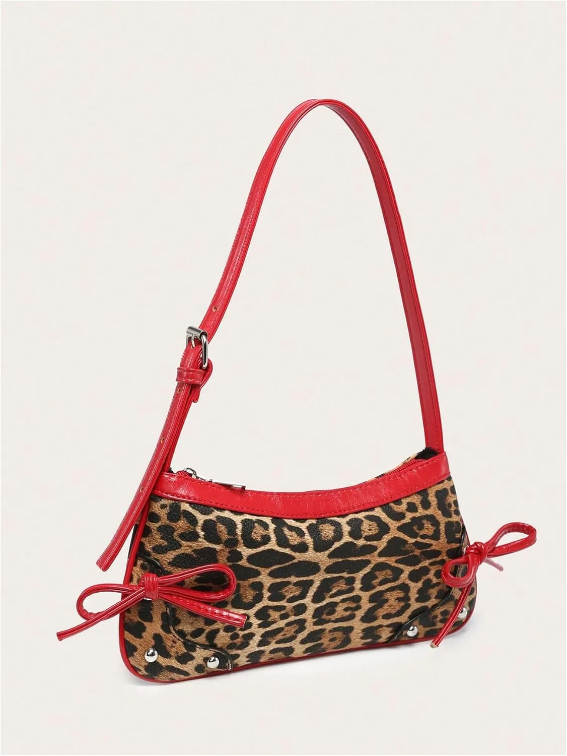 Verdusa Women's Y2K Leopard Handbags Bowknot Top Handle Underarm Shoulder Bag