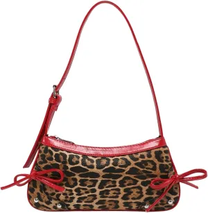 Verdusa Women's Y2K Leopard Handbags Bowknot Top Handle Underarm Shoulder Bag