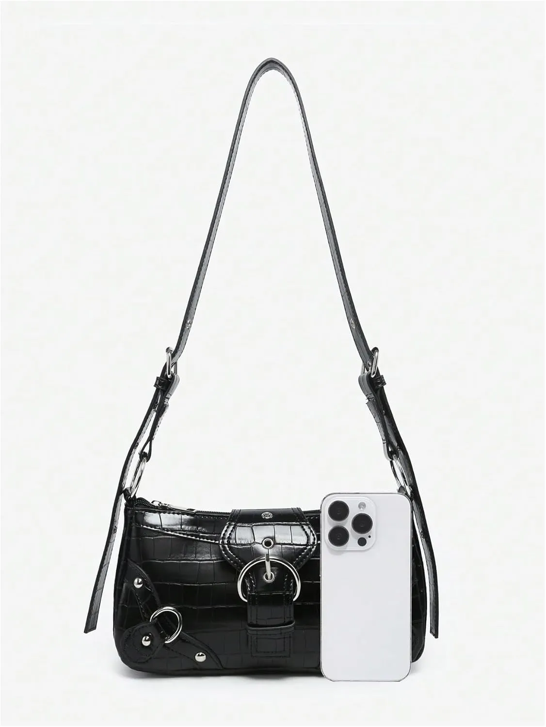 Verdusa Women's Y2k Underarm Shoulder Bag Studded Hobo Handbag Small Purses