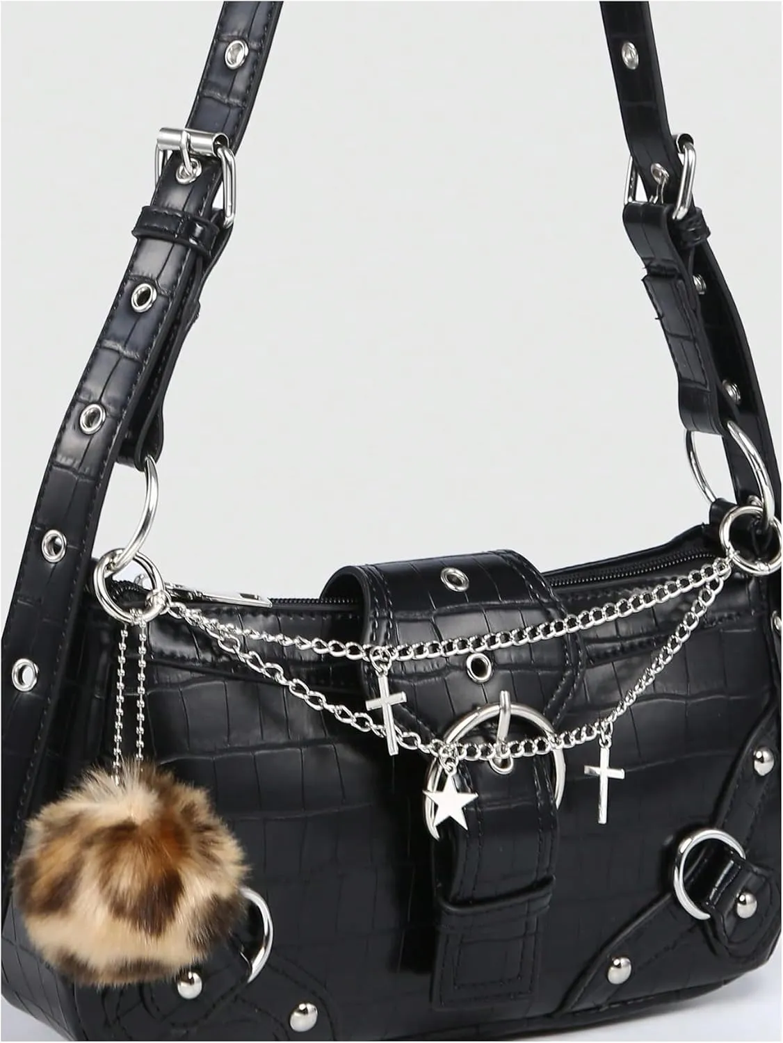 Verdusa Women's Y2k Underarm Shoulder Bag Studded Hobo Handbag Small Purses