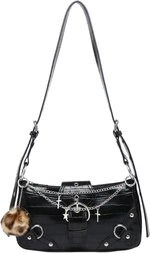 Verdusa Women's Y2k Underarm Shoulder Bag Studded Hobo Handbag Small Purses
