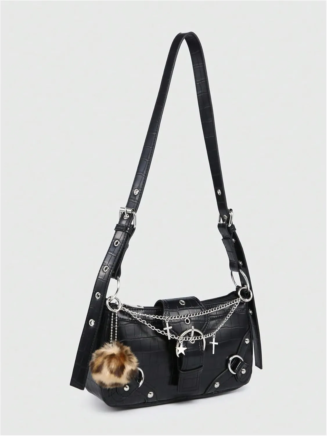 Verdusa Women's Y2k Underarm Shoulder Bag Studded Hobo Handbag Small Purses