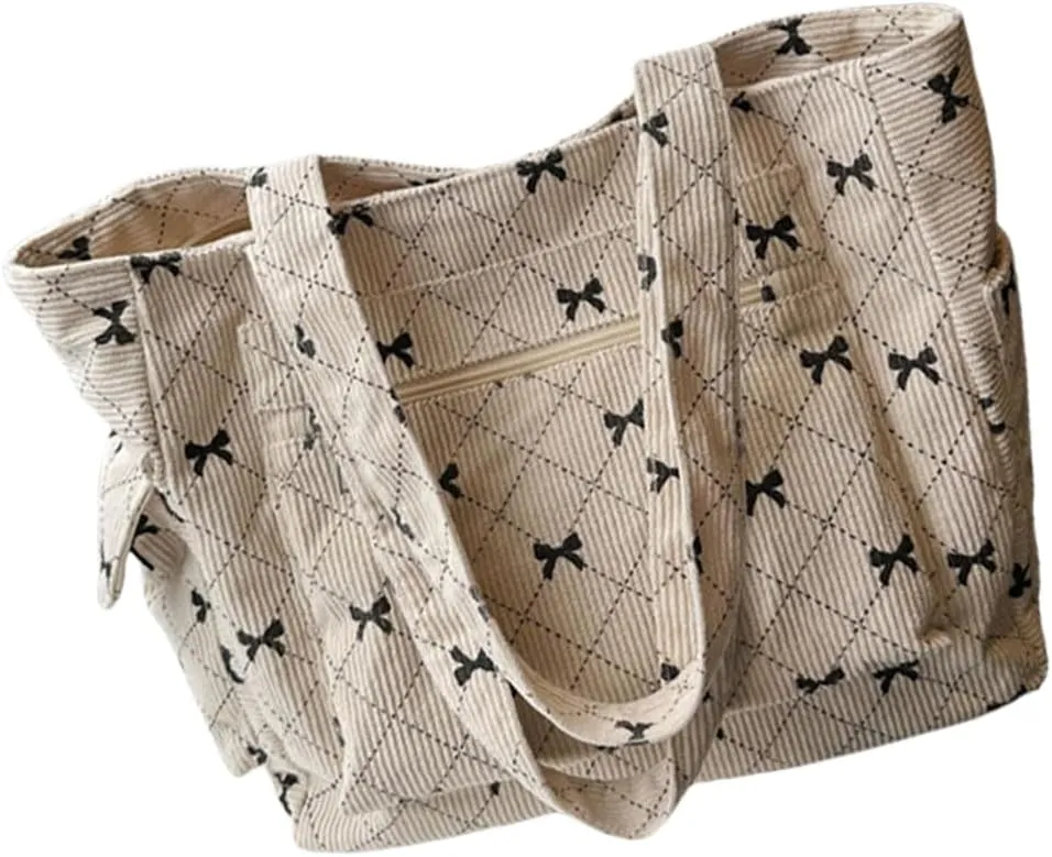 Versatile Corduroy Bag Modern and Elegant Shoulder Bag Large Capacity Handbag for Shopping Business and Travel